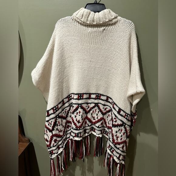 MARC NEW YORK Knitted Tassel Poncho Turtleneck OS - Picture 3 of 5